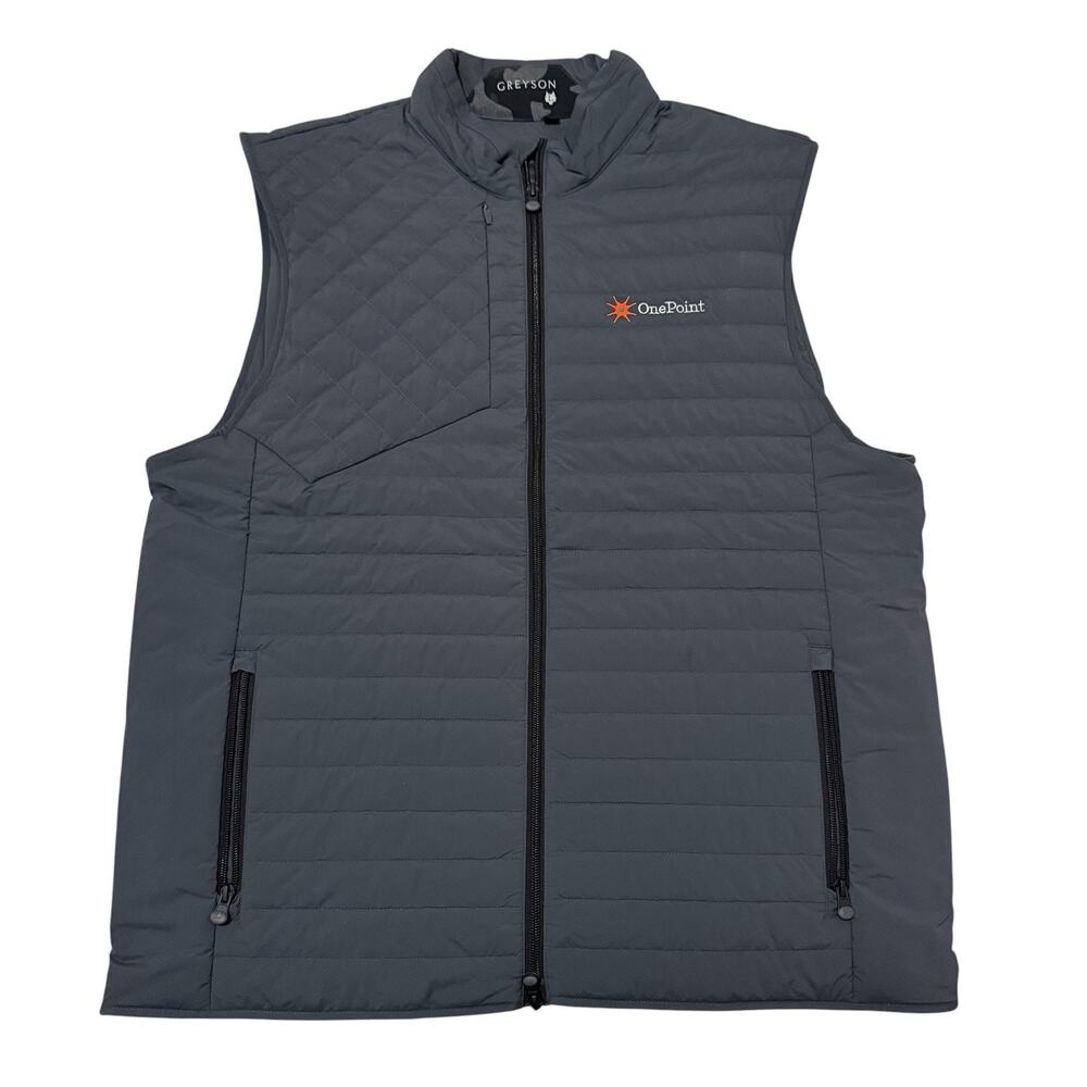 Greyson Puffer Quilted Vest Yukon X-Lite Grey OnePoint Pockets Men's Size Large